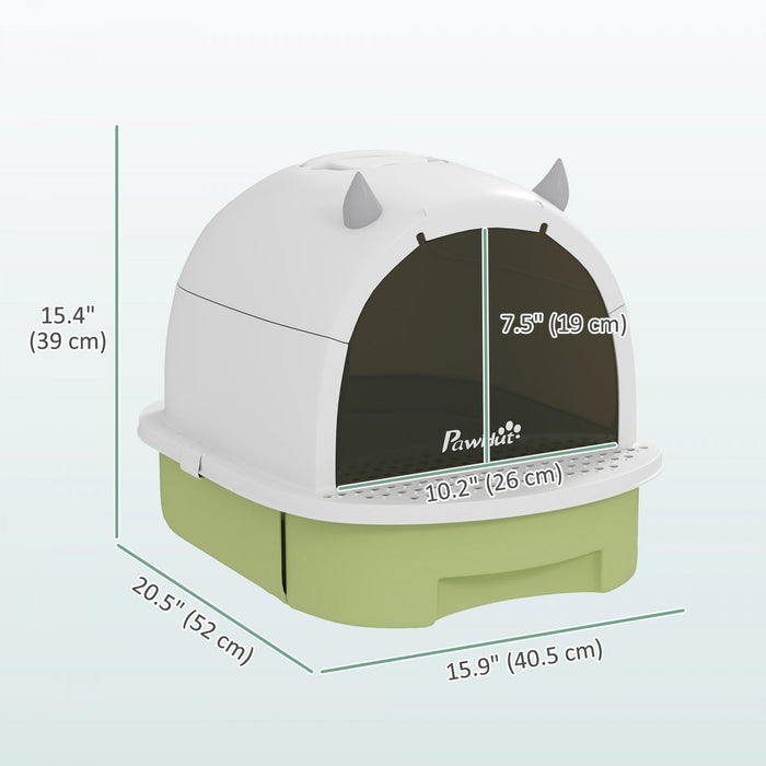 Pawhut Cat Litter Box With Lid, Drawer Style Enclosed Kitty Litter Box With Front Door Flap, Scoop, 