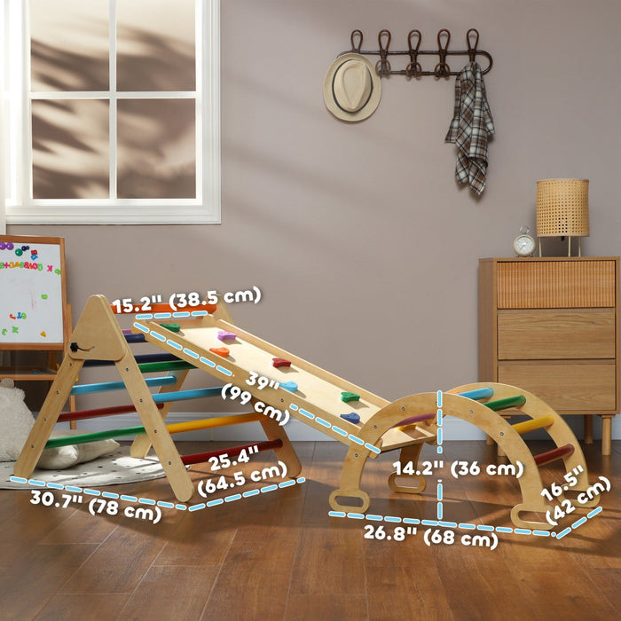 Qaba Pikler Triangle Set, 5 In 1 Climbing Toys For Toddlers, Indoor Baby Jungle Gym With Ladder, Ram