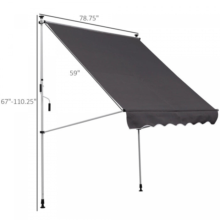 Outsunny 6.6'x5' Manual Retractable Patio Awning Window Door Sun Shade Deck Canopy Shelter Water Res