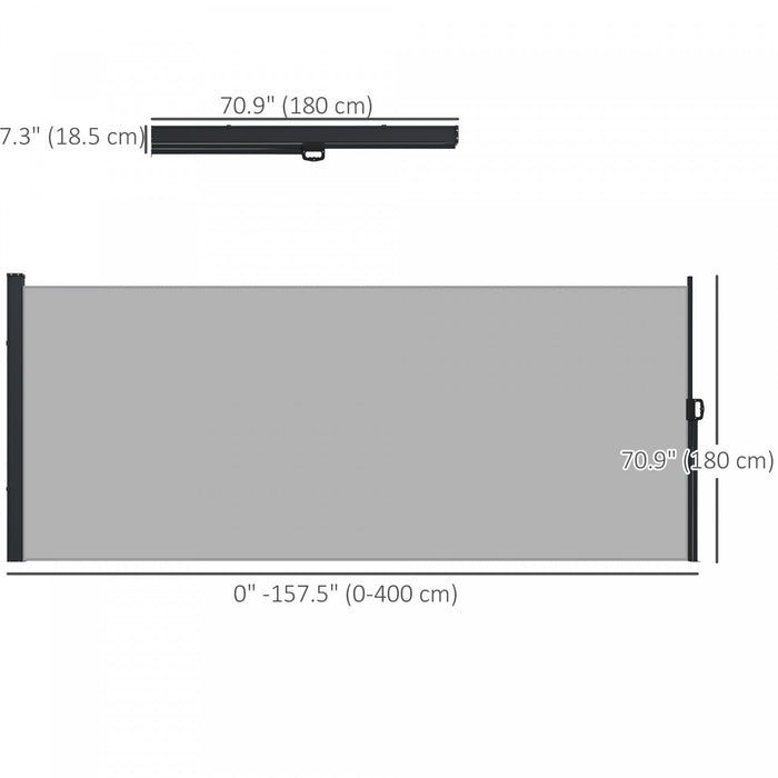 Outsunny 13' X 6' Retractable Side Awning, Garden Privacy Screen, Light Grey