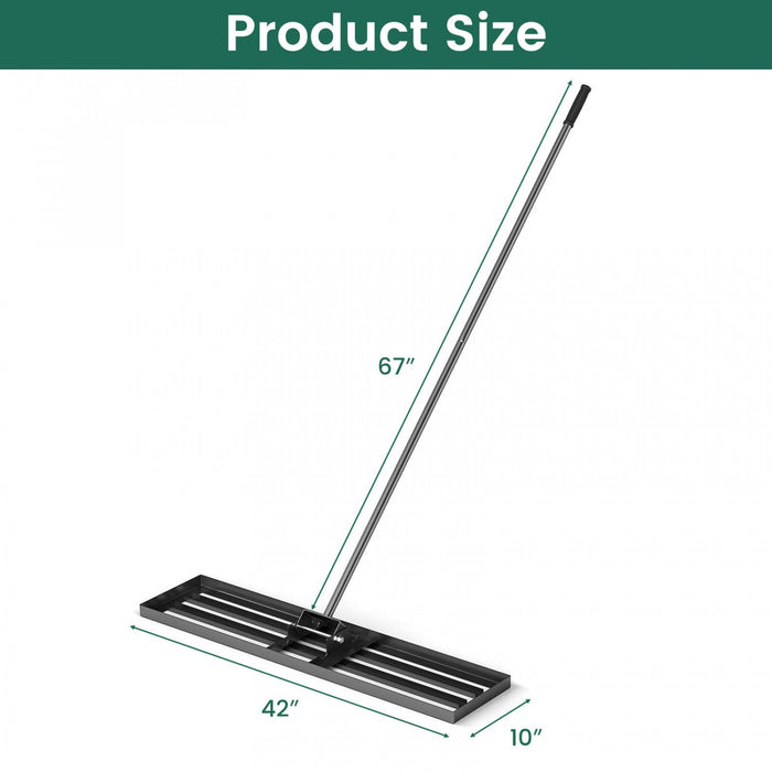 Costway Lawn Leveling Rake 42" X 10" Heavy Duty Level Lawn Tool For Garden Backyard/lawn Black