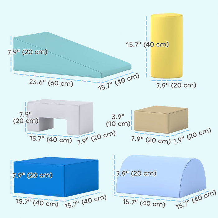 Qaba Baby Climbing Toys Indoor, 6-piece Foam Climbing Blocks For Toddlers, Soft Play Equipment For K