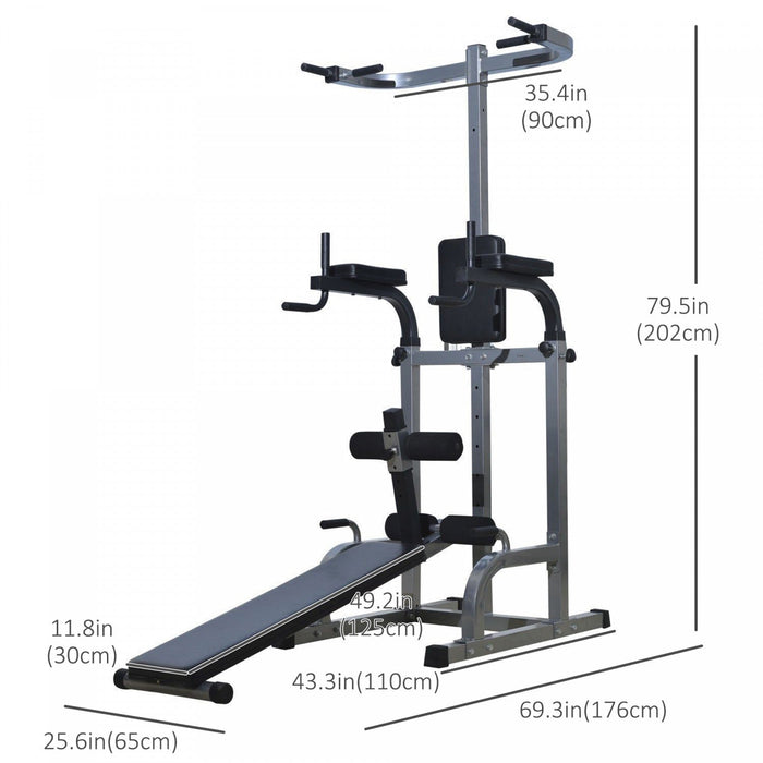 Soozier Multi-function Power Tower With Dip Station, Sit-up Bench, Pullup Bar, Push Up Station, Comb
