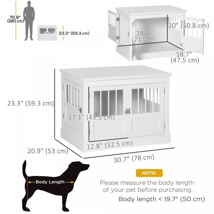 Pawhut Dog Crate Furniture, 31\" Dog Kennel Side End Table With Three Doors, Indoor Dog Cage For Smal