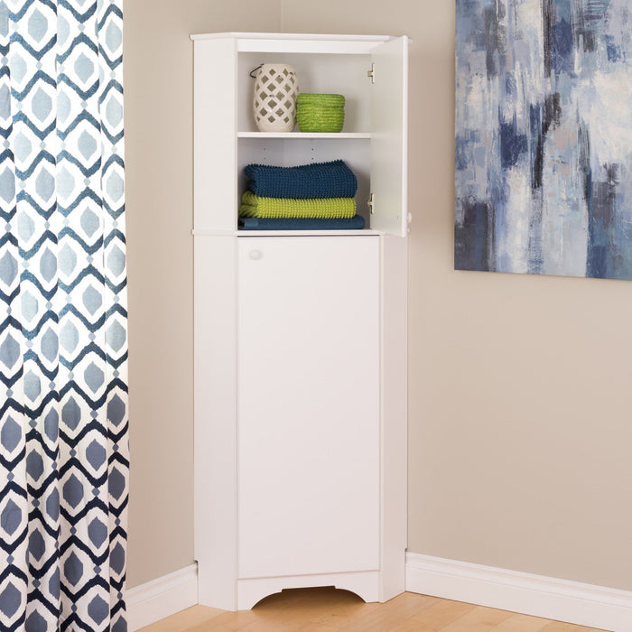 Elite Tall 2-Door Corner Storage Cabinet - White