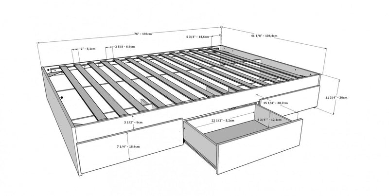 Nordika Twin Storage Platform Bed - Black 