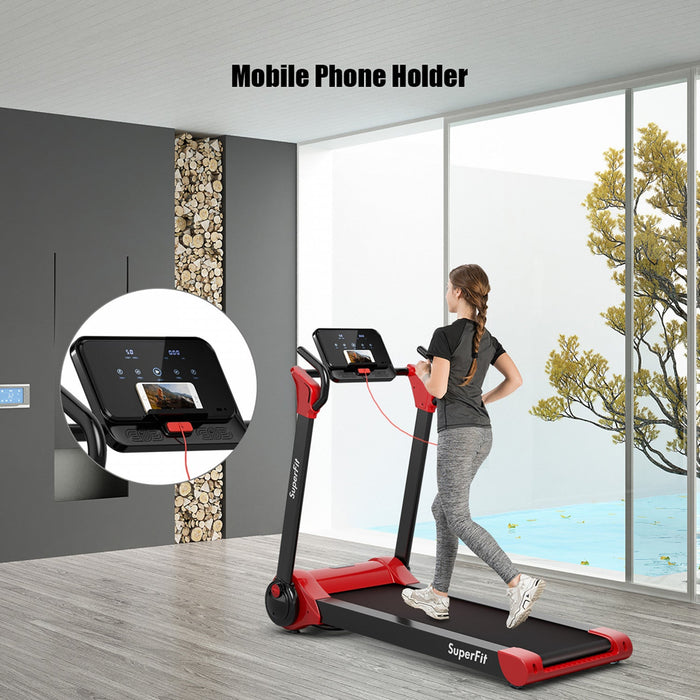 Superfit 2.25hp Folding Electric Motorized Treadmill W/ Speaker Red
