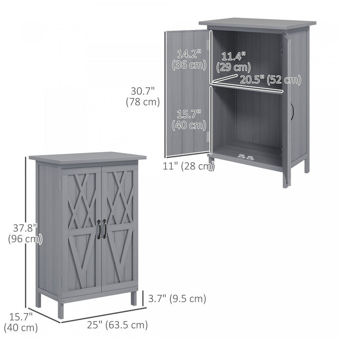 Outsunny Wood Shed, Outdoor Garden Shed With 2-tier Shelves, Grey