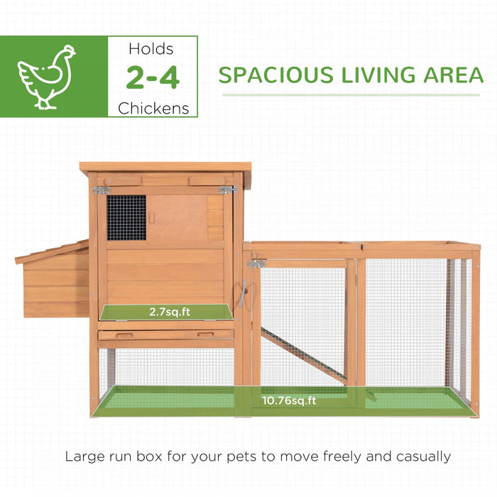 Pawhut 2-tier Chicken Coop Wooden Hen House Rabbit Hutch Poultry Cage Pen Outdoor Backyard With Run 