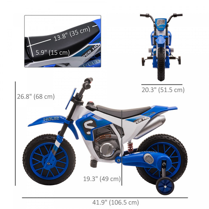 Aosom Kids Dirt Bike Battery Powered Ride-on Electric Motorcycle With Charging 12v Battery, Training