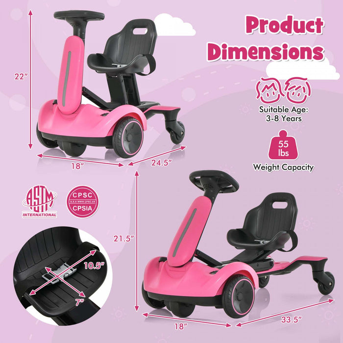 Costway 6v Kids Ride On Drift Car Electric Drifting Go Kart For Kids With 360° Spin Pink