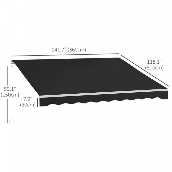 Outsunny 12' X 10' Electric Retractable Awning W/ Remote Controller, Black