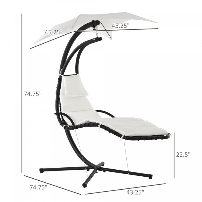 Outsunny Outdoor Hammock Chair With Stand, Floating Chaise Lounge Chair With Soft Padded Cushion, Ha