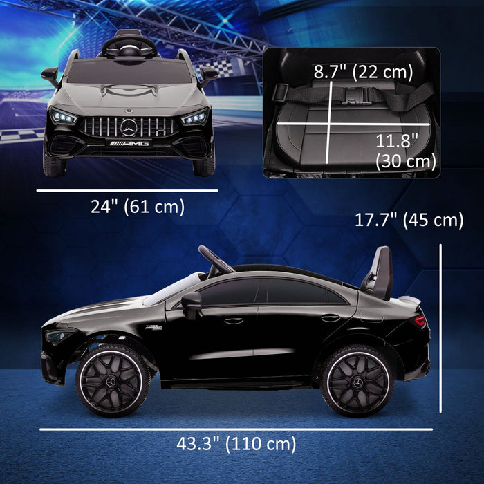 Qaba Mercedes-amg Cla 45 Licensed 12v Powered Ride-On Car, Battery Powered Kids Electric Car With Re