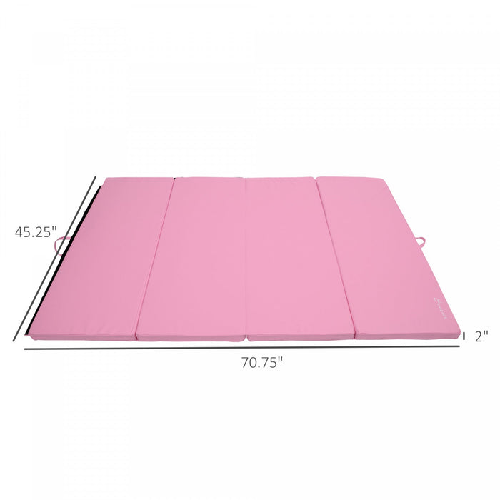 Soozier 4'x6'x2'' Folding Gymnastics Tumbling Mat, Exercise Mat With Carrying Handles For Yoga, Mma,