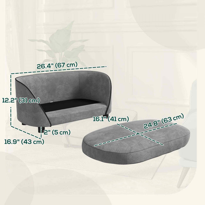Pawhut Dog Sofa Pet Couch Dog Bed With Soft Cushion, Removable Washable Cover, Velvet Touch, For Sma