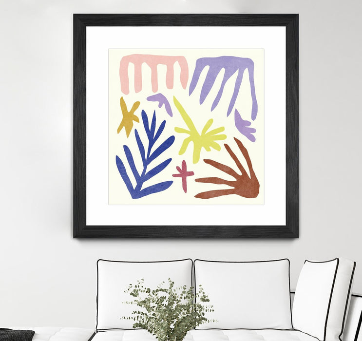 \"Coral Construction Ii\" Matted and Framed Black 36x36 Wall Art