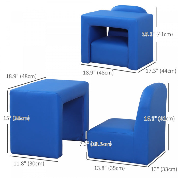 Qaba 2 In 1 Kids Sofa Set, Toddler Sofa With Table And Chair, Baby Sofa Chair Armchair For 3-9 Years