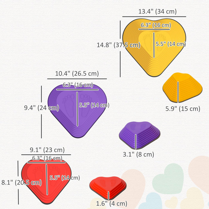 Qaba Stepping Stones Kids, 6pcs Obstacle Course For Kids, Non-slip Heart-shaped Balance Stepping Sto