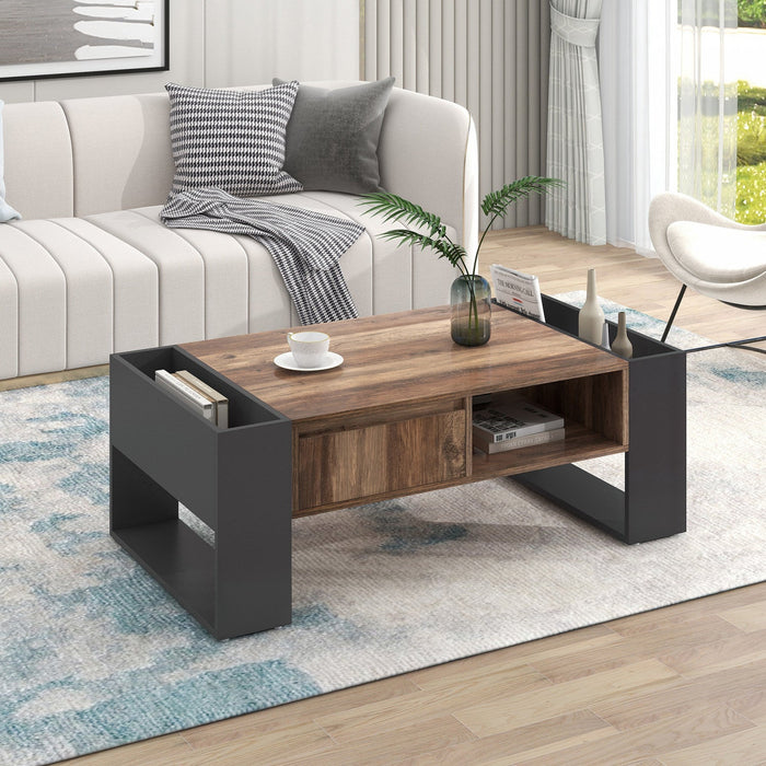 Kay Coffee Table With Handleless Drawer And Double Storage,grey 