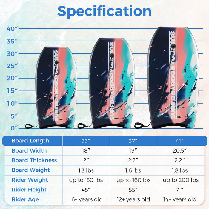 Costway 41" Lightweight Body Board With Eps Core Xpe Deck Hdpe Bottom Crescent Tail Multi-color