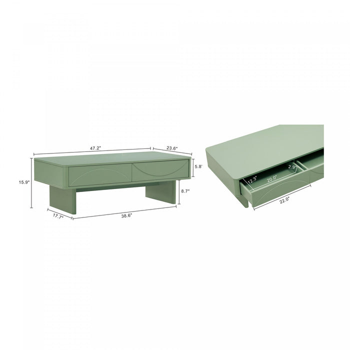 Ella Modern 47\" Coffee Table in Sage Green 