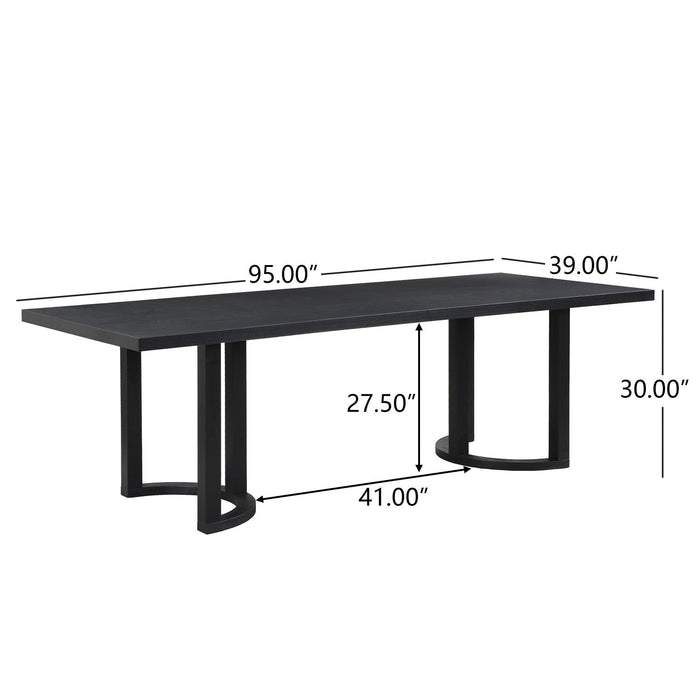 Ethan Dining Table With U-base, Solid Wood & Mdf, 95\"w - Black 