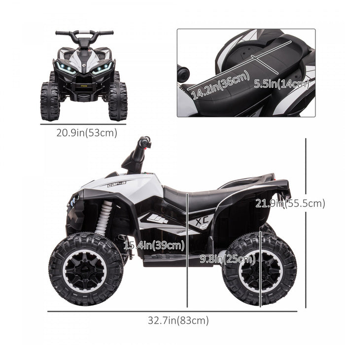 Aosom 12v Kids Powered Ride-On Atv, Four Wheeler Kids Quad With Music, Mp3, Headlights, High & Low S