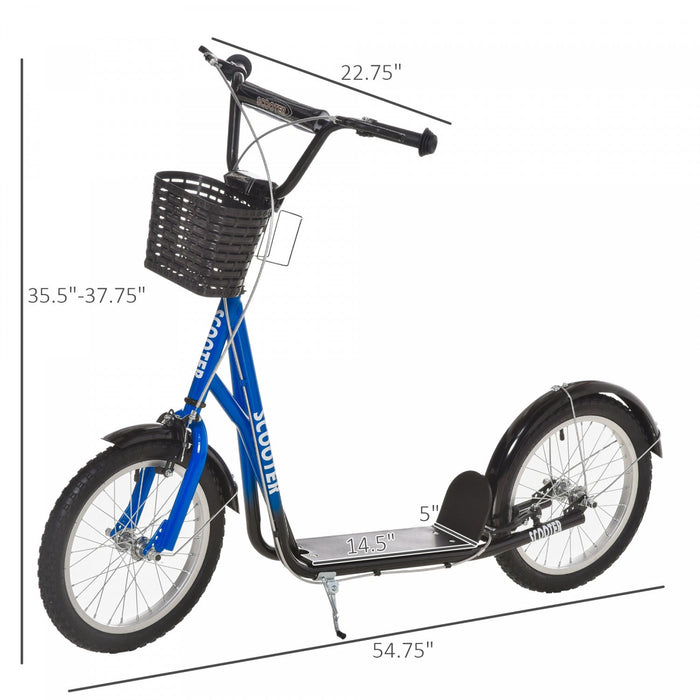 Aosom Scooter For Kids 5-12 Years Old, Teen Big Wheel Scooter With Adjustable Height, 16\" Inflatable