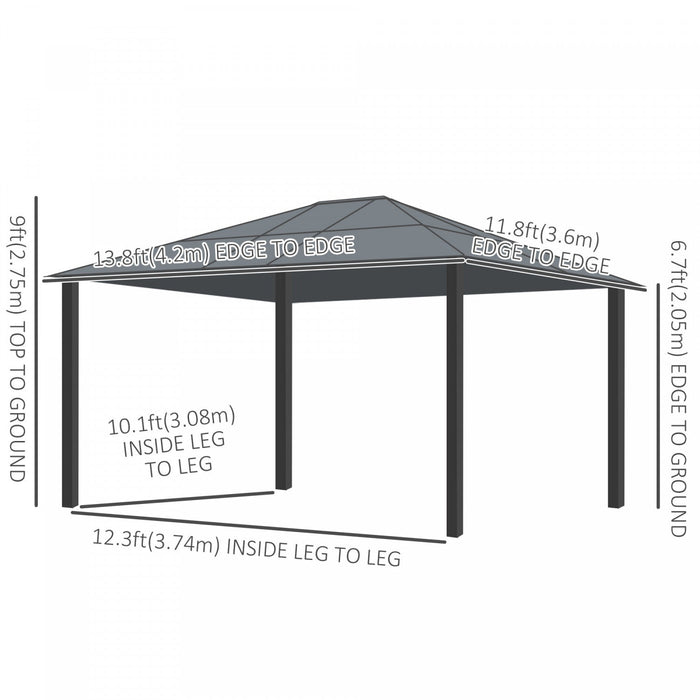 Outsunny 12' X 14' Hardtop Gazebo, Outdoor Gazebo Canopy Sun Shelter Waterproof With Aluminum Frame,