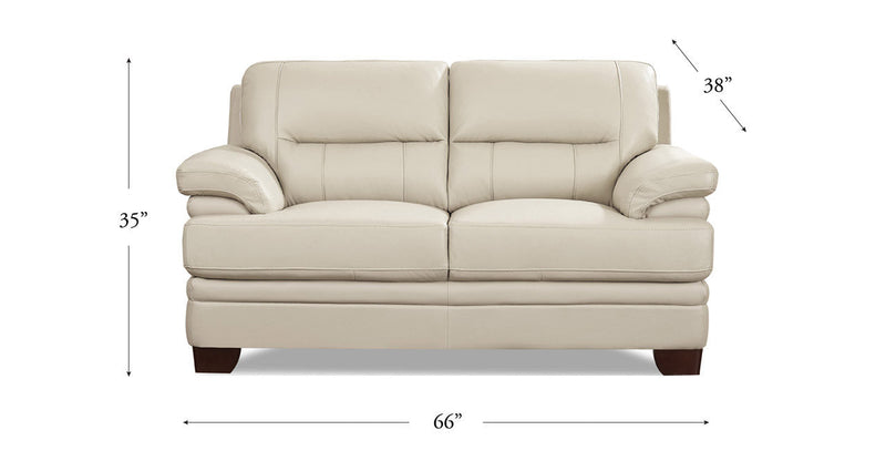Hydeline Luxor Leather Loveseat - Vanilla 