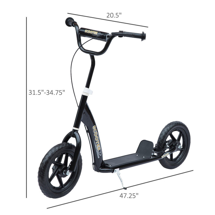 Homcom Kids Scooter Street Bike Bicycle For Teens Ride On Toy W/ 12'' Tire For 5-12 Year Old Black