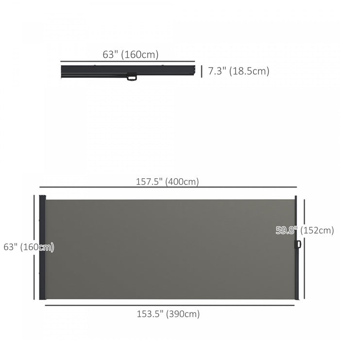 Outsunny 13' X 5' Retractable Side Awning, Garden Privacy Screen Divider, Full Cassette Windbreaker 