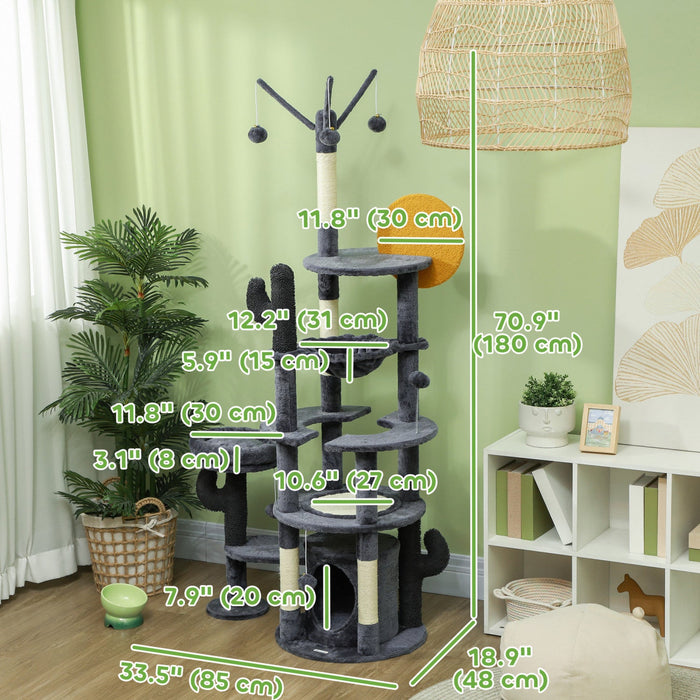 Pawhut 71\" Tall Cat Tree, Multi-level Cat Tower For Indoor Cats With Scratching Posts, Sisal Pad, Ca