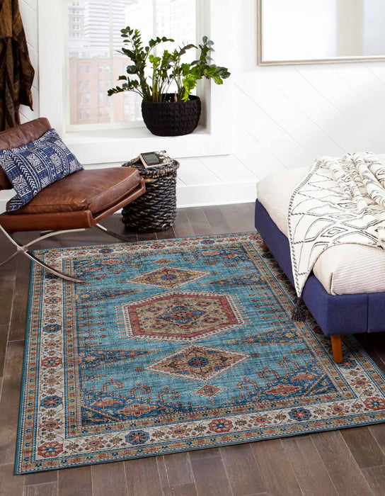 Tracy Traditional 6'0\" x 9'0\" Area Rug in Blue Indoor Area Rug 