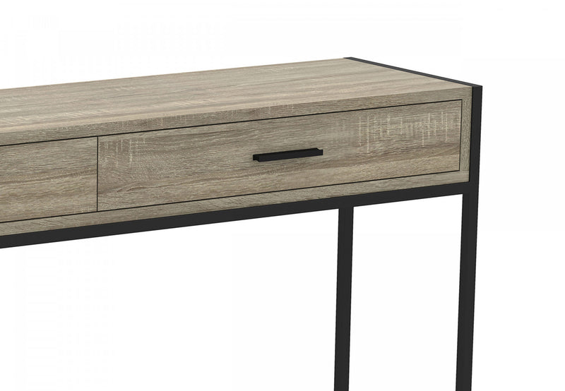 48” Modern Console Table With 2 Drawers - Dark Taupe With Black Metal 