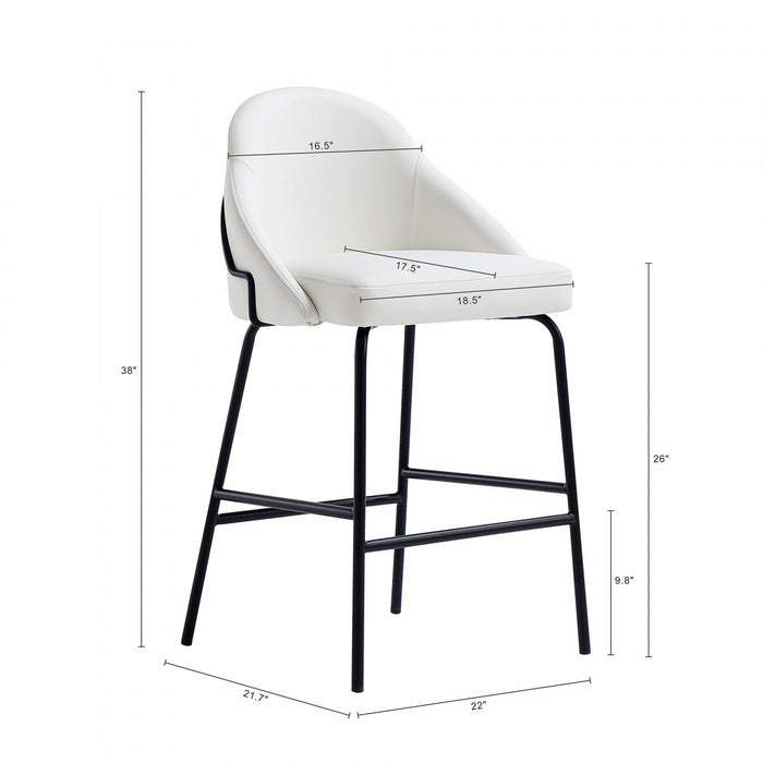 Gracie Modern Metal Upholstered Counter Stool in White and Black Bar Stool 