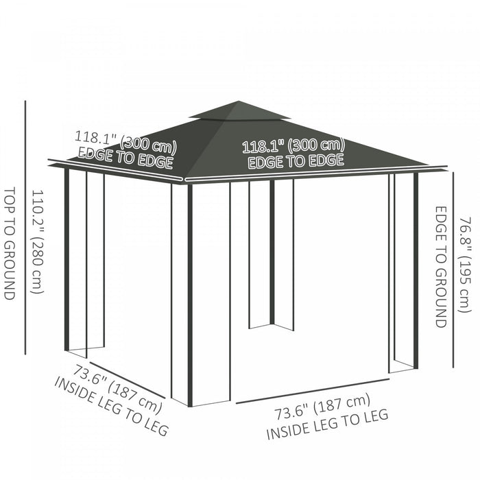 Outsunny 10' X 10' Patio Gazebo, Outdoor Gazebo Canopy, Light Grey