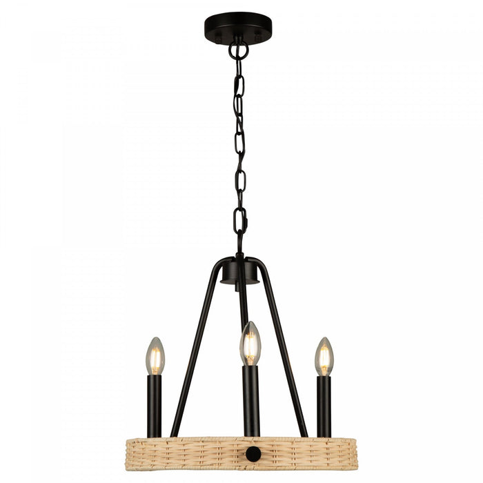Perris 3-Light Black Chandelier 