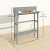 Outsunny Outdoor Bar Table With Built-in Footrest, Slatted Top, Grey