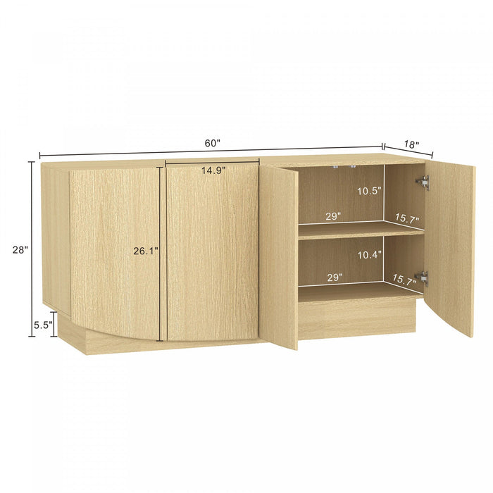 Ardea Contemporary 60\" Sideboard in Natural Oak Buffet 