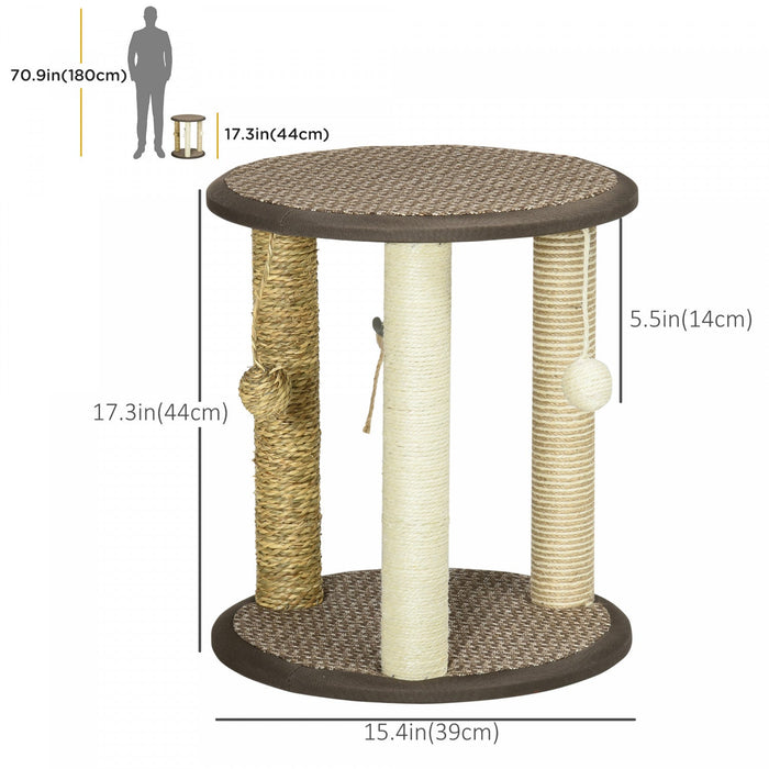 Pawhut 17\" Cat Tree, Kitty Activity Centre With Hanging Toys, Cat Climbing Toy, Cat Tower With Jute,