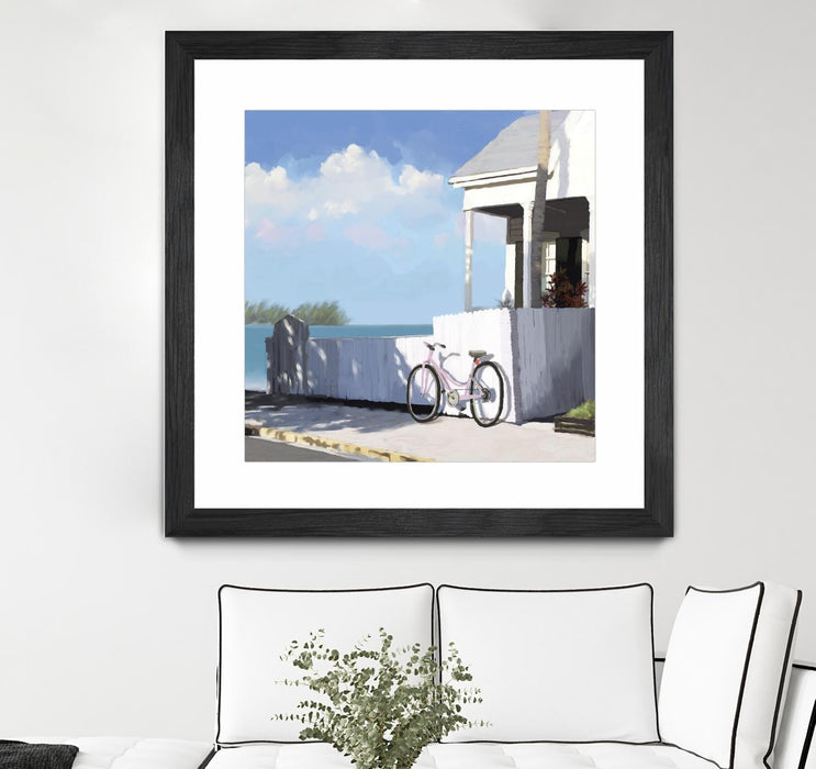 \"Key West Cabana Ii\" Matted and Framed Black 36x36 Wall Art