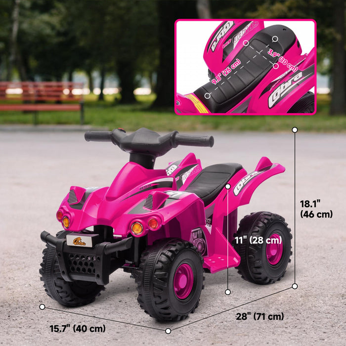 Qaba 6v Kids Atv Quad, 4 Wheeler Battery Powered Ride-On Electric Vehicle For Kids With Music, Forwa