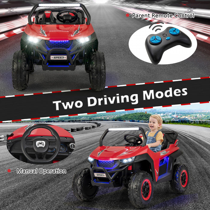 Costway 12v 2-seater Kids Ride On UTV RC Electric Vehicle Suspension W/ Lights & Music