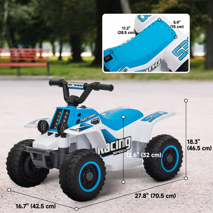 Qaba 6v Kids Atv Quad, 4 Wheeler Battery Powered Ride-On Electric Ride On Car With Led Headlights, F