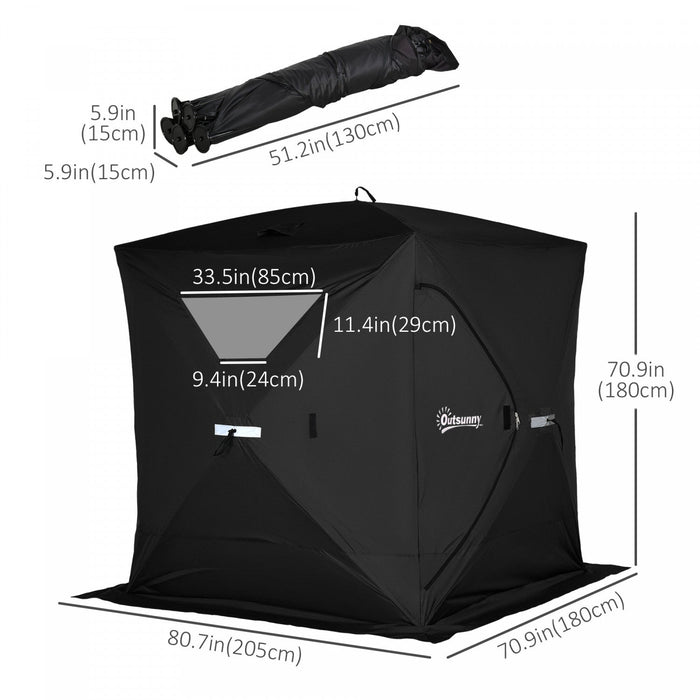 Outsunny 2-4 Person Pop-up Ice Fishing Tent Portable Ice Fishing Shelter With Windproof Windows And 