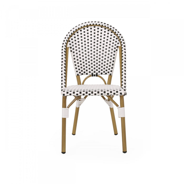 Julien Faux Ratten and Aluminum French Bistro Chairs, Set of 2 - Black and White 