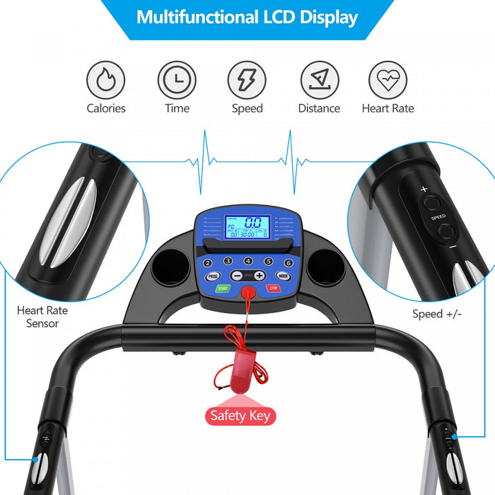 Costway 1100w Folding Electric Treadmill Support Motorized Power Running Machine