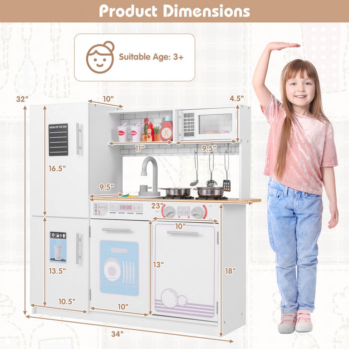 Costway Kids Kitchen Play Set With Stove Removable Sink Oven Microwave Dish Washer